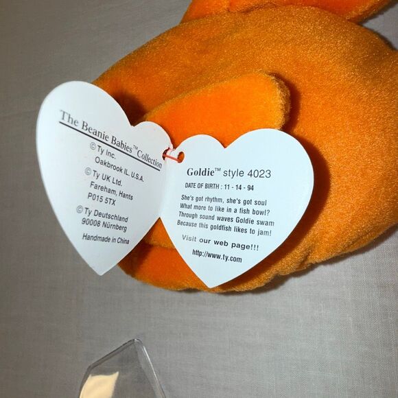 Vintage Ty Beanie Babies Aquatic Trio – Goldie 1993, Crunch 1996 & Waves 1996 – - Picture 8 of 16
